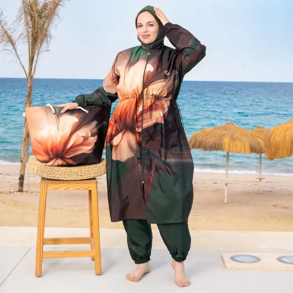 مايوه بوركيني للمحجبات مقاسات خاصه 4 قطع موديل WP42